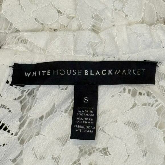 White House Black Market Lace Blouse Women's S | Cream | Cap Sleeve | EUC - Picture 9 of 14